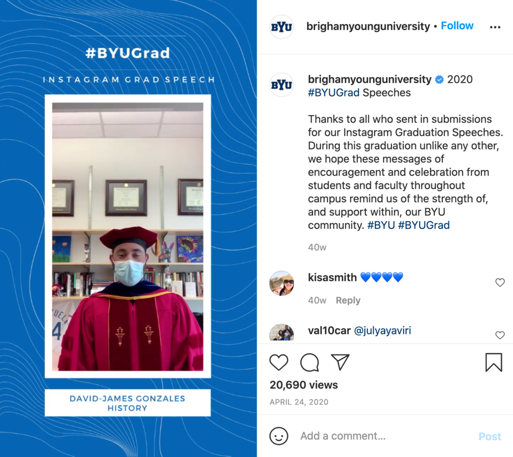 BYU's Instagram post
