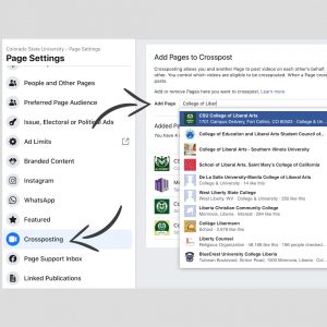 A screenshot of "Page Settings" menu on Facebook. 