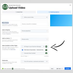 A screenshot of "Upload Video" window for uploading videos on Facebook. 