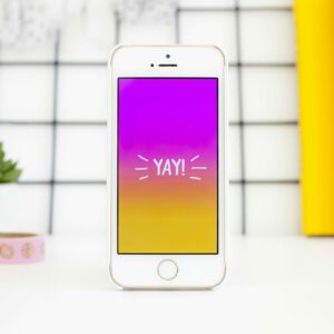 The word, "yay!" on an iPhone.