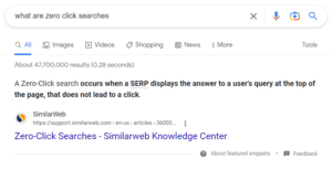 Featured snippet in Google search results