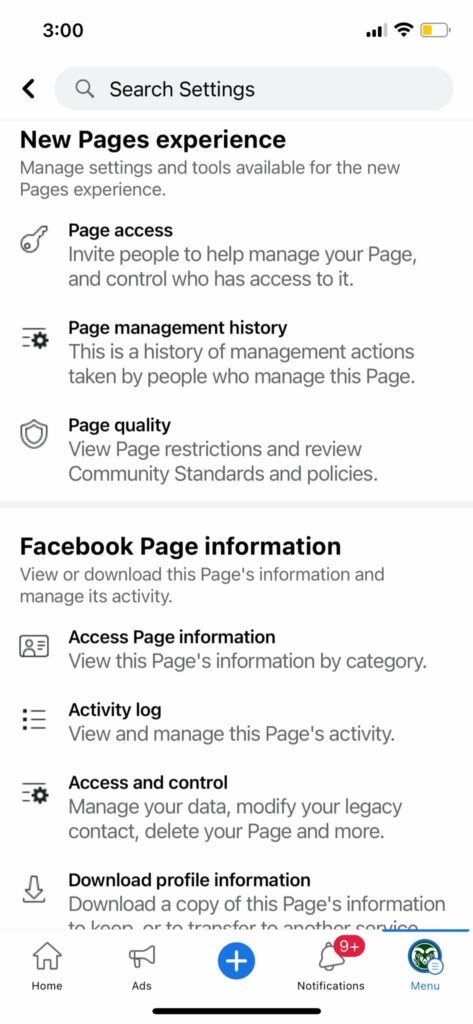 Page Settings in the new Pages experience