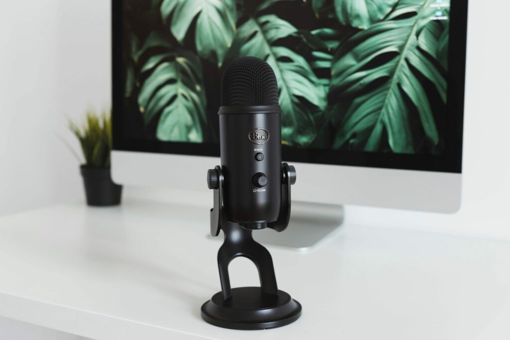 A microphone used for podcasting.